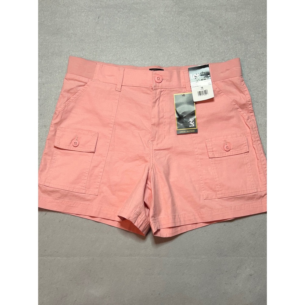 Lee Comfort Waistband Mid Rise 5 Inch Shorts Pink Coral Womens 12 NWT